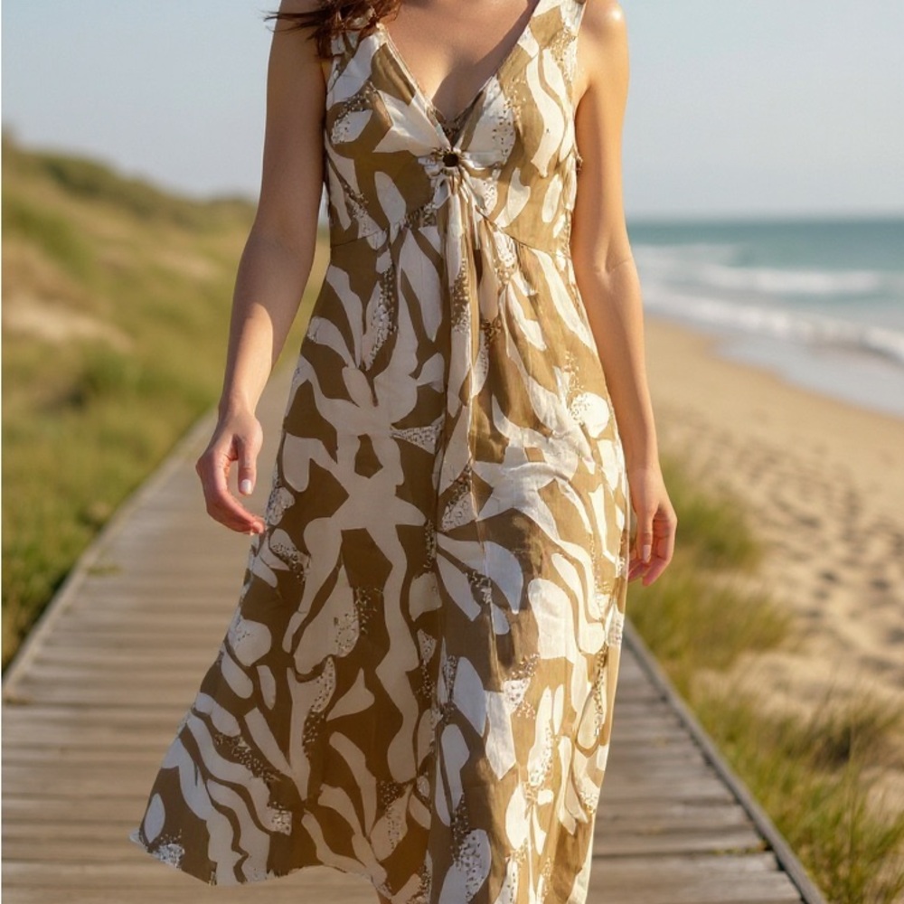 Fashion Nova Olive and White Maxi Dress